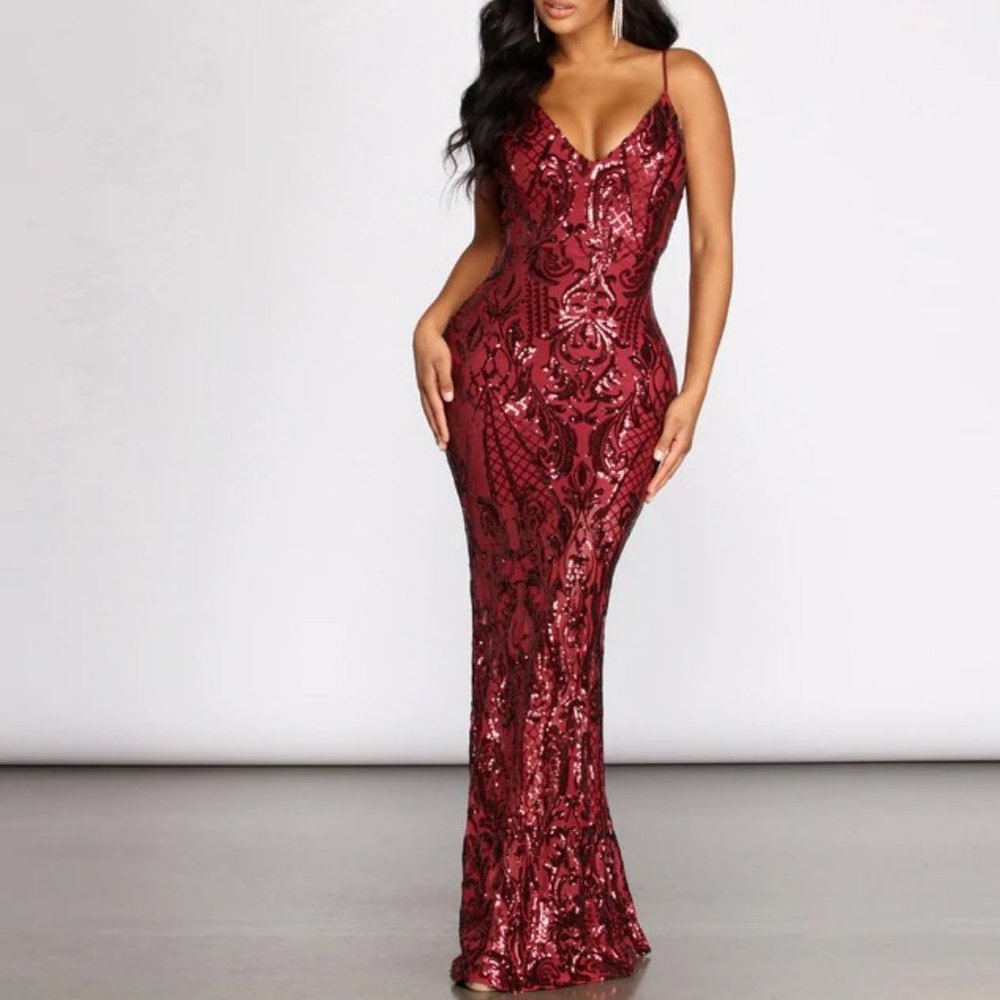 Seline Formal Sequin Scroll Dress